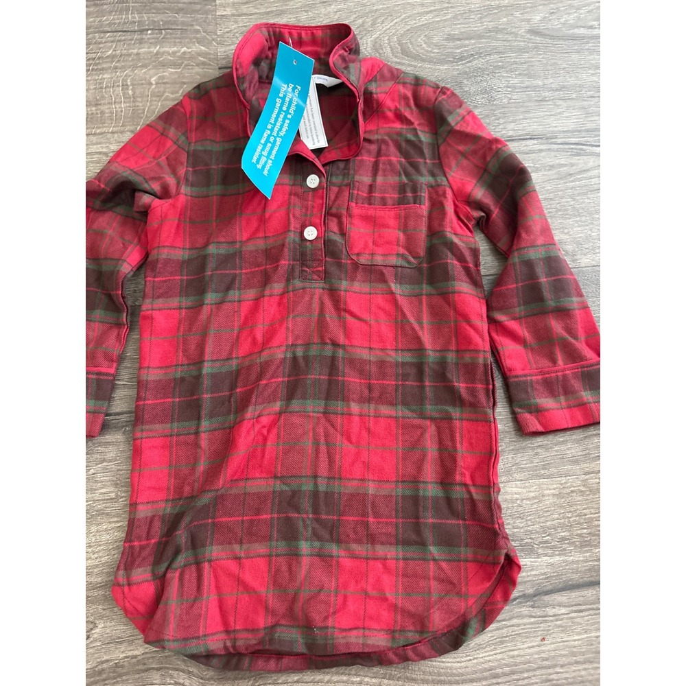 The Company Store Kids Red Green Plaid Nightshirt Pajamas 4T New With Tags
